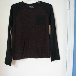 * Dikotomy Blouse Small EUC Deep Red Wine and Black Raglan Long Sleeve